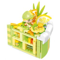 SEMBO 615034 non  HÀNH TINH KẸO NHÀ NƯỚC CAM CHANH BÁNH ẤM bộ đồ chơi xếp lắp ráp ghép mô hình 213 khối