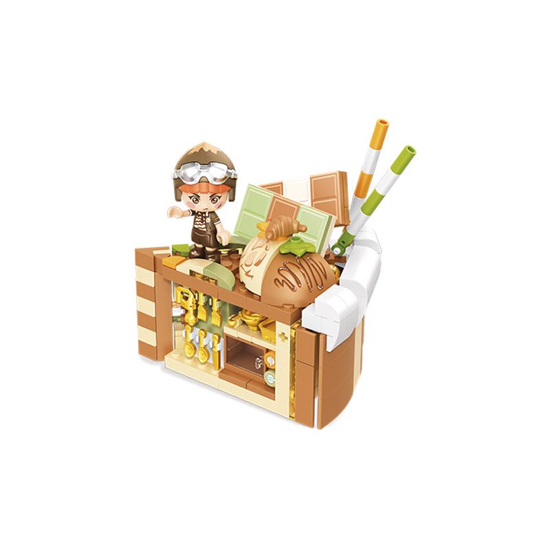 SEMBO 615032 non  HÀNH TINH KẸO COCO CHEESE BAKER WARM CAKE HOUSE bộ đồ chơi xếp lắp ráp ghép mô hình 233 khối