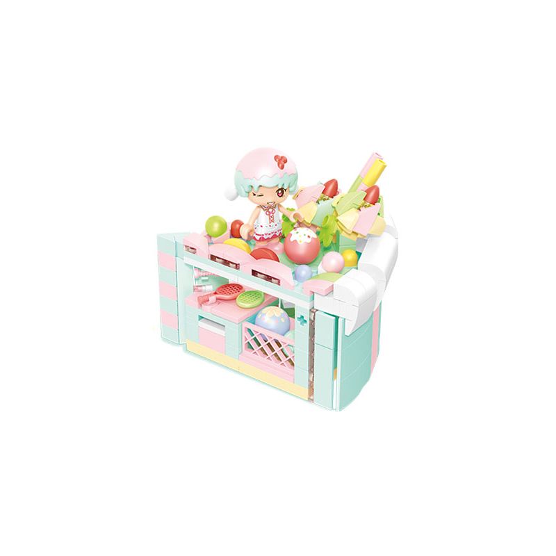 SEMBO 615031 non  CANDY PLANET KEM FONDANT PHÒNG TẬP THỂ DỤC NGÔI NHÀ BÁNH ẤM ÁP bộ đồ chơi xếp lắp ráp ghép mô hình 259 khối