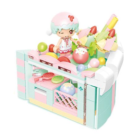 SEMBO 615031 non  CANDY PLANET KEM FONDANT PHÒNG TẬP THỂ DỤC NGÔI NHÀ BÁNH ẤM ÁP bộ đồ chơi xếp lắp ráp ghép mô hình 259 khối