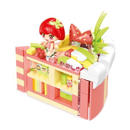 SEMBO 615030 non  HÀNH TINH KẸO NGÔI NHÀ GIẢI TRÍ STRAWBERRY VELVET BÁNH ẤM ÁP bộ đồ chơi xếp lắp ráp ghép mô hình 228 khối