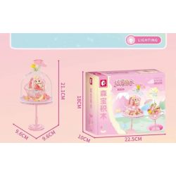 SEMBO 615024 non  THÚ CƯNG ĐÔNG LẠNH DỄ THƯƠNG DÂU TÂY MÀU HỒNG VÀ ĐÈN BÁNH PUDDING LẤP LÁNH bộ đồ chơi xếp lắp ráp ghép mô hình 95 khối