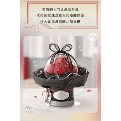 LOZ 1300 non  BÓ HOA BOBO HỒNG ĐỎ CỔ ĐIỂN bộ đồ chơi xếp lắp ráp ghép mô hình Creator Sáng Tạo 305 khối