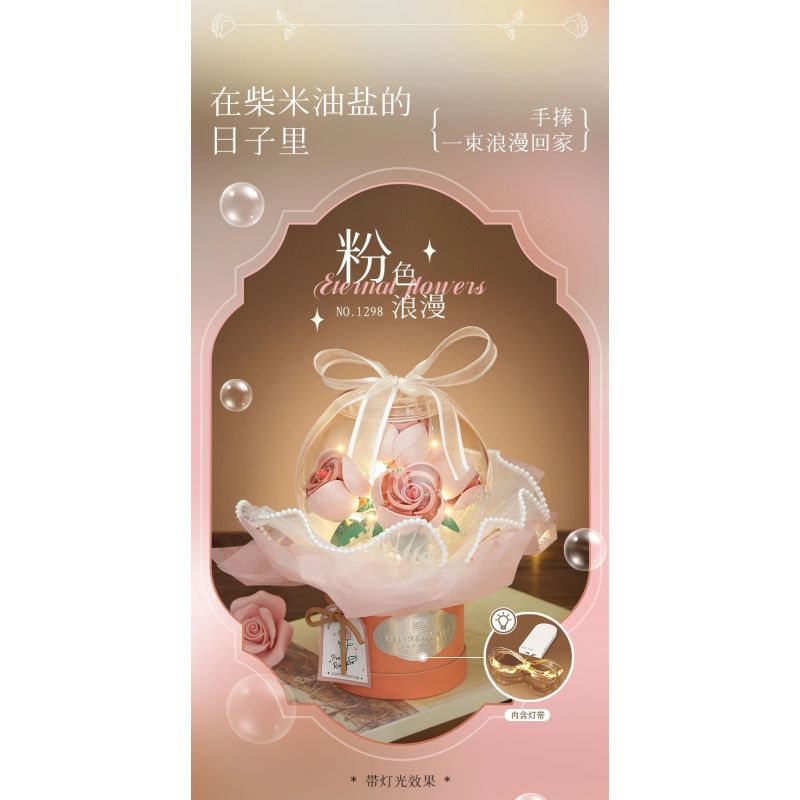 LOZ 1298 non  BÓ HOA BOBO MÀU HỒNG LÃNG MẠN bộ đồ chơi xếp lắp ráp ghép mô hình Creator Sáng Tạo 285 khối