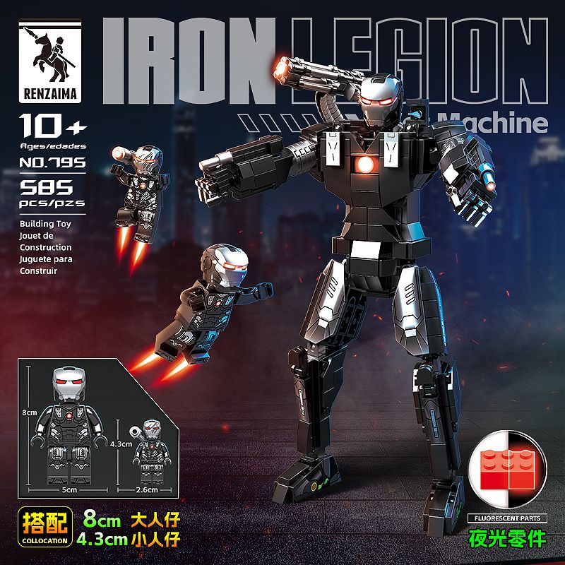 RENZAIMA 795 non  CỖ MÁY CHIẾN TRANH bộ đồ chơi xếp lắp ráp ghép mô hình Super Heroes WAR MACHINE Siêu Nhân Anh Hùng 585 khối