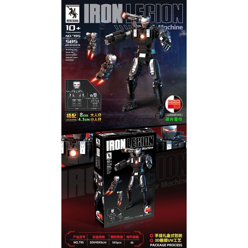 RENZAIMA 795 non  CỖ MÁY CHIẾN TRANH bộ đồ chơi xếp lắp ráp ghép mô hình Super Heroes WAR MACHINE Siêu Nhân Anh Hùng 585 khối