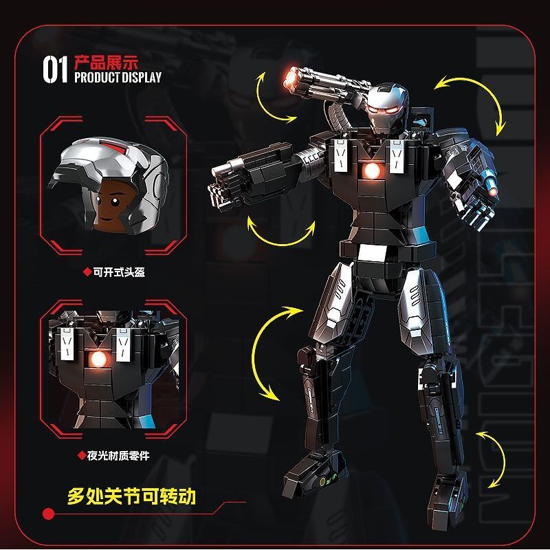 RENZAIMA 795 non  CỖ MÁY CHIẾN TRANH bộ đồ chơi xếp lắp ráp ghép mô hình Super Heroes WAR MACHINE Siêu Nhân Anh Hùng 585 khối