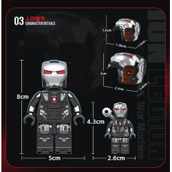 RENZAIMA 795 non  CỖ MÁY CHIẾN TRANH bộ đồ chơi xếp lắp ráp ghép mô hình Super Heroes WAR MACHINE Siêu Nhân Anh Hùng 585 khối