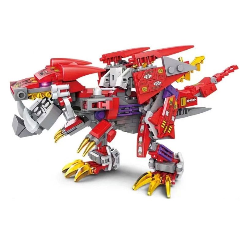 Kazi KY8087 8087 non  TÍCH LŨY TYRANNOSAURUS ĐỎ tỷ lệ 1:72 bộ đồ chơi xếp lắp ráp ghép mô hình MECHANICAL BEAST 262 khối
