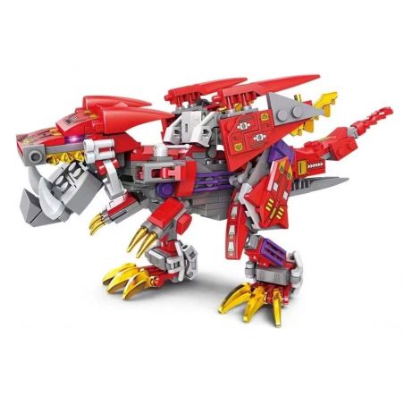 Kazi KY8087 8087 non  TÍCH LŨY TYRANNOSAURUS ĐỎ tỷ lệ 1:72 bộ đồ chơi xếp lắp ráp ghép mô hình MECHANICAL BEAST 262 khối