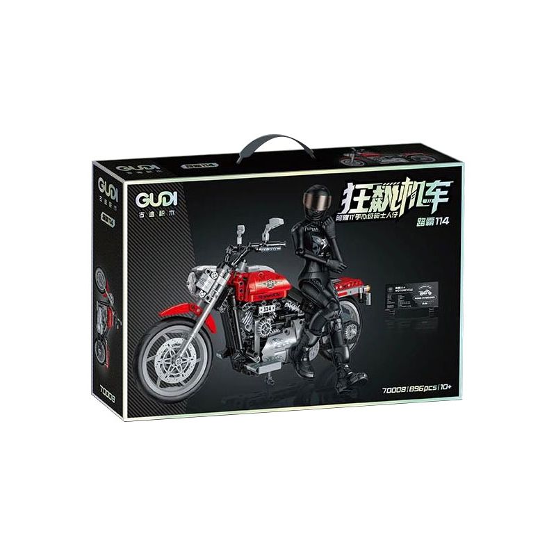 GUDI 70008 non  XE MÁY ĐIÊN ROAD FIGHTER 114 bộ đồ chơi xếp lắp ráp ghép mô hình  Kỹ Thuật Công Nghệ Cao Mô Hình Phương Tiện 896 khối