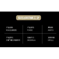 FORANGE FC4002 4002 non  VŨ KHÍ CỦA OVERLORD XE TĂNG TRẠM CHÍNH M1A2 bộ đồ chơi xếp lắp ráp ghép mô hình Military Army M1A2 MAIN BATTLE TANK Quân Sự Bộ Đội 406 khối