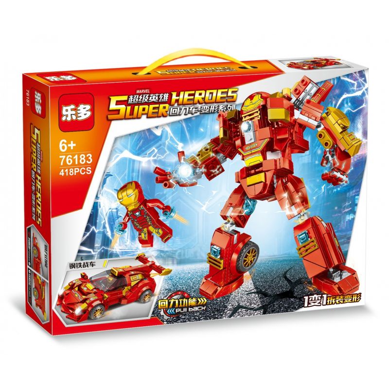 LEDUO 76183 non Lego BIẾN HÌNH XE KÉO SIÊU ANH HÙNG THÉP LẠI bộ đồ chơi xếp lắp ráp ghép mô hình Super Heroes Siêu Nhân Anh Hùng 418 khối