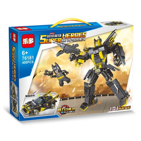 LEDUO 76181 non  BIẾN HÌNH XE KÉO SIÊU ANH HÙNG BATMOBILE LÙI bộ đồ chơi xếp lắp ráp ghép mô hình Super Heroes Siêu Nhân Anh Hùng 408 khối
