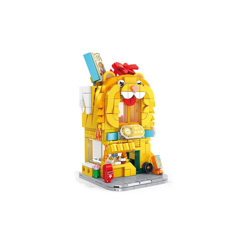INBRIXX 883003 non  CẢNH ĐƯỜNG PHỐ MINI ĐỘNG VẬT CỬA HÀNG TẠP HÓA SƯ TỬ bộ đồ chơi xếp lắp ráp ghép mô hình LION BOY GROCERY STORE 341 khối
