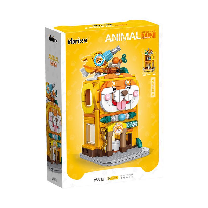 INBRIXX 883001 non  CẢNH ĐƯỜNG PHỐ MINI ĐỘNG VẬT CỬA HÀNG ĐỒ CHƠI CHO CHÓ bộ đồ chơi xếp lắp ráp ghép mô hình WHOOSH TOY STORE 343 khối