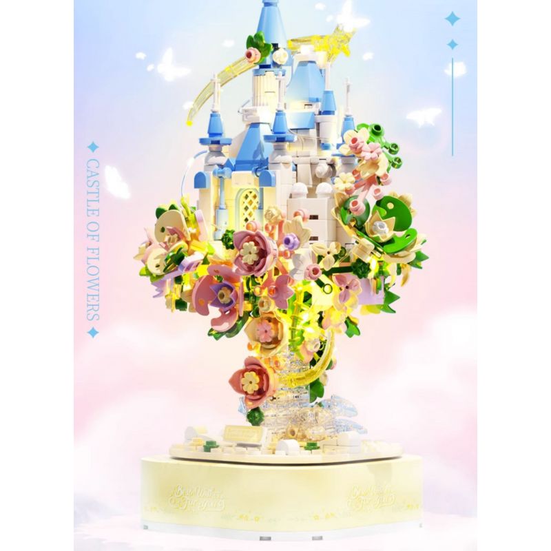 WEKKI 517203 non  HUAYU LÂU ĐÀI bộ đồ chơi xếp lắp ráp ghép mô hình Creator CASTLE OF FLOWERS Sáng Tạo