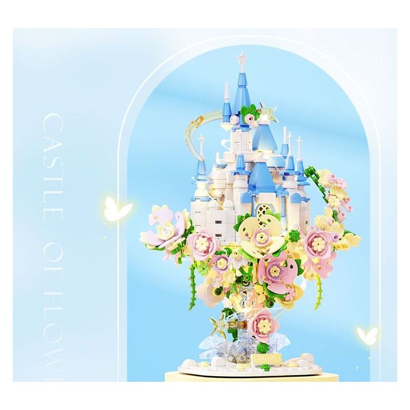 WEKKI 517203 non  HUAYU LÂU ĐÀI bộ đồ chơi xếp lắp ráp ghép mô hình Creator CASTLE OF FLOWERS Sáng Tạo