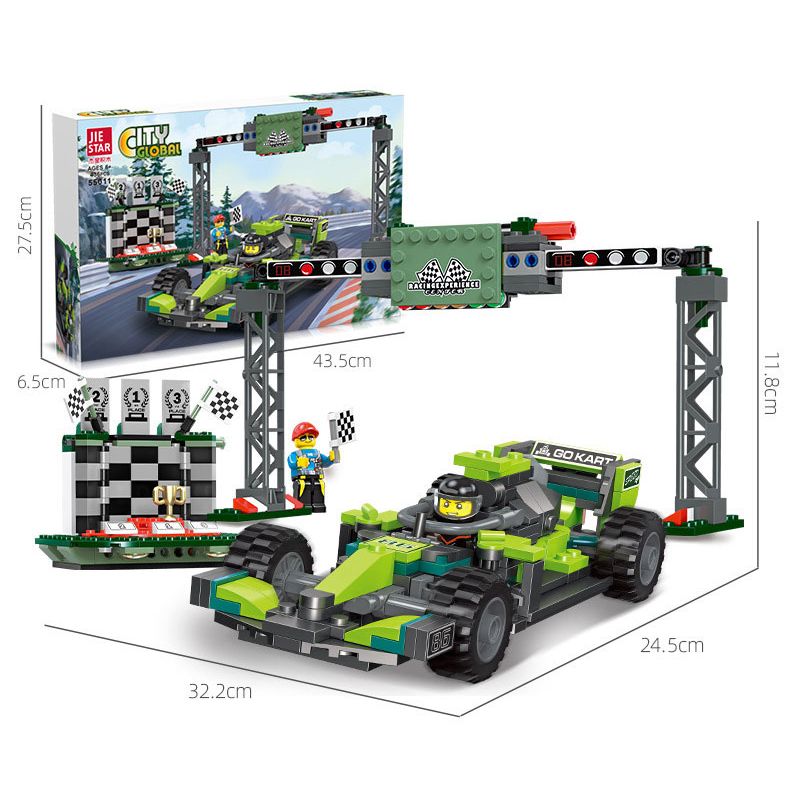 JIESTAR 55011 non  UNIVERSAL CITY TRUNG TÂM TRẢI NGHIỆM ĐUA XE bộ đồ chơi xếp lắp ráp ghép mô hình CITY GLOBAL Thành Phố 436 khối
