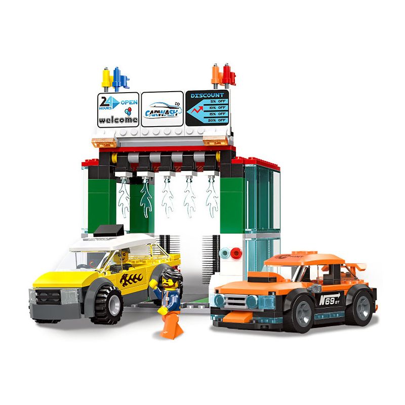 JIESTAR 55010 non Lego THÀNH PHỐ TOÀN CẦU RỬA XE bộ đồ chơi xếp lắp ráp ghép mô hình City CITY GLOBAL 430 khối