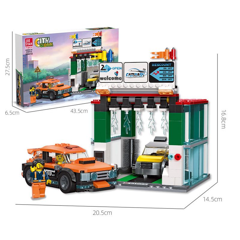 JIESTAR 55010 non  THÀNH PHỐ TOÀN CẦU RỬA XE bộ đồ chơi xếp lắp ráp ghép mô hình City CITY GLOBAL 430 khối