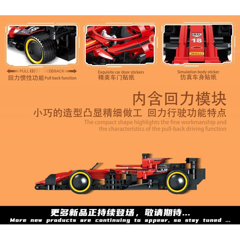 MINGDI LEIBAO K0678 0678 non  JAI ALAI RUSH XE CÔNG THỨC MÀU ĐỎ NGHỆ tỷ lệ 1:18 bộ đồ chơi xếp lắp ráp ghép mô hình  Kỹ Thuật Công Nghệ Cao Mô Hình Phương Tiện 293 khối