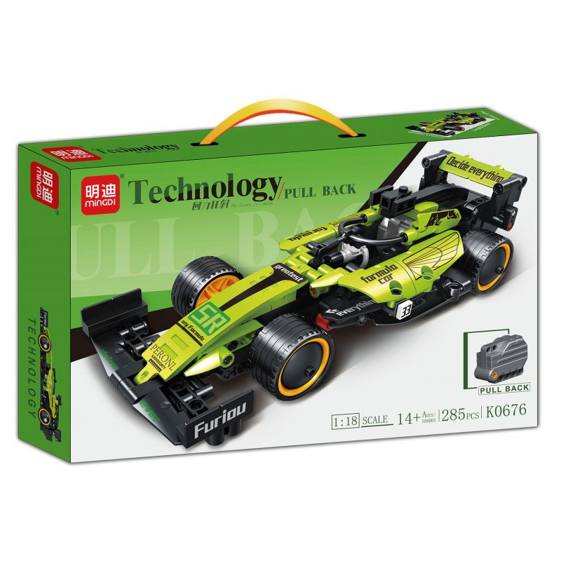 MINGDI LEIBAO K0676 0676 non  PULL-BACK RUSH PHƯƠNG TRÌNH KÉO LÙI CÔNG NGHỆ XE MÀU XANH LÁ CÂY tỷ lệ 1:18 bộ đồ chơi xếp lắp ráp ghép mô hình  Kỹ Thuật Công Nghệ Cao Mô Hình Phương Tiện 285 khối