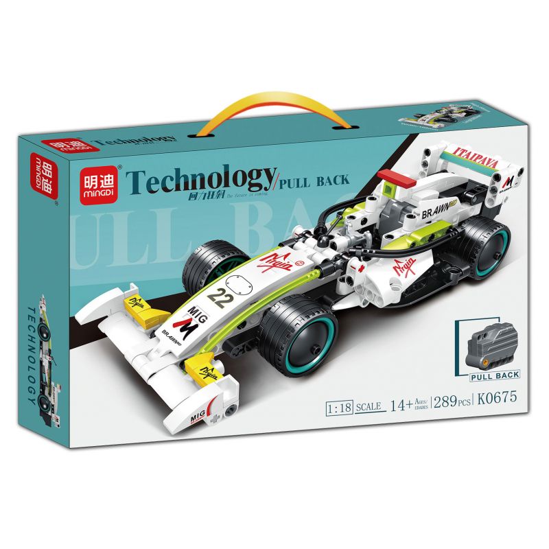 MINGDI LEIBAO K0675 0675 non  ĐUA XE PULL BACK CÔNG THỨC MÀU TRẮNG tỷ lệ 1:18 bộ đồ chơi xếp lắp ráp ghép mô hình  Kỹ Thuật Công Nghệ Cao Mô Hình Phương Tiện 289 khối