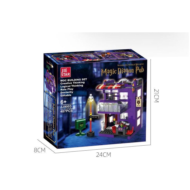 JIESTAR JJ9003 9003 non  QUÁN CÀ PHÊ HIỆP SĨ bộ đồ chơi xếp lắp ráp ghép mô hình Harry Potter MAGIC DIAGON PUB Chú Bé Phù Thủy 487 khối