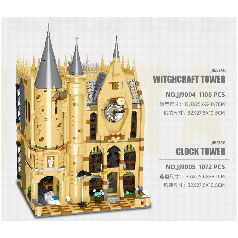 JIESTAR JJ9005 9005 non  THÁP ĐỒNG HỒ HOGWARTS bộ đồ chơi xếp lắp ráp ghép mô hình Harry Potter Chú Bé Phù Thủy 1072 khối