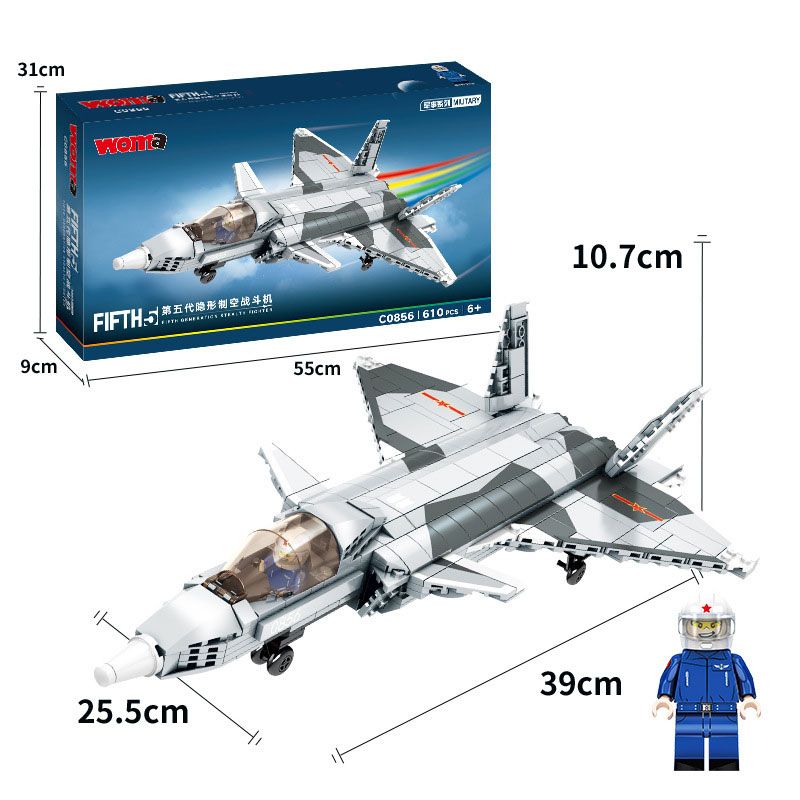 WOMA C0856 0856 C0635 0635 non  MÁY BAY CHIẾN ĐẤU TÀNG HÌNH THẾ HỆ THỨ NĂM bộ đồ chơi xếp lắp ráp ghép mô hình Military Army Quân Sự Bộ Đội 610 khối