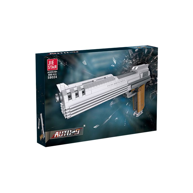 JIESTAR 58024 non  MẪU SÚNG LỤC AUTO-9 bộ đồ chơi xếp lắp ráp ghép mô hình Military Army Quân Sự Bộ Đội 899 khối