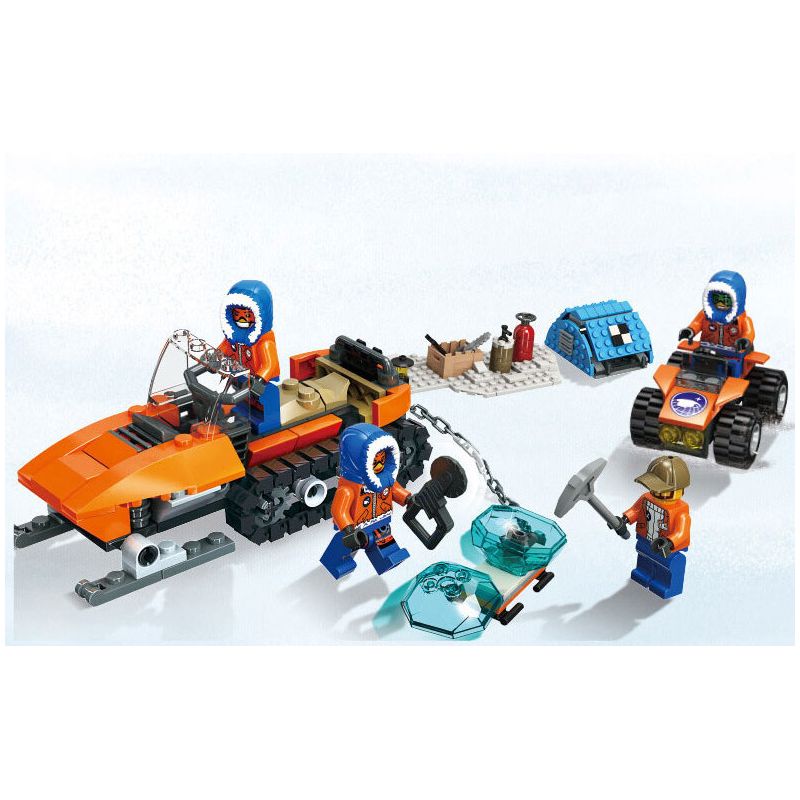 JIESTAR 20555 non  XE THÁM HIỂM TUYẾT bộ đồ chơi xếp lắp ráp ghép mô hình City SNOW DETECTION Thành Phố 306 khối