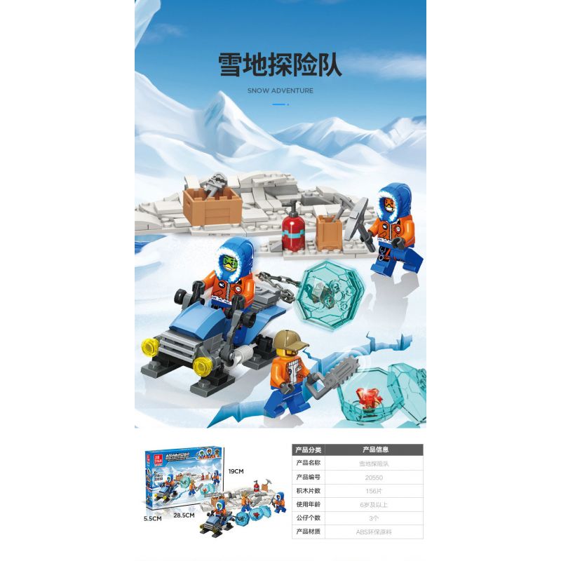 JIESTAR 20550 non  THÁM HIỂM TUYẾT bộ đồ chơi xếp lắp ráp ghép mô hình City SNOW ADVENTURE Thành Phố 156 khối