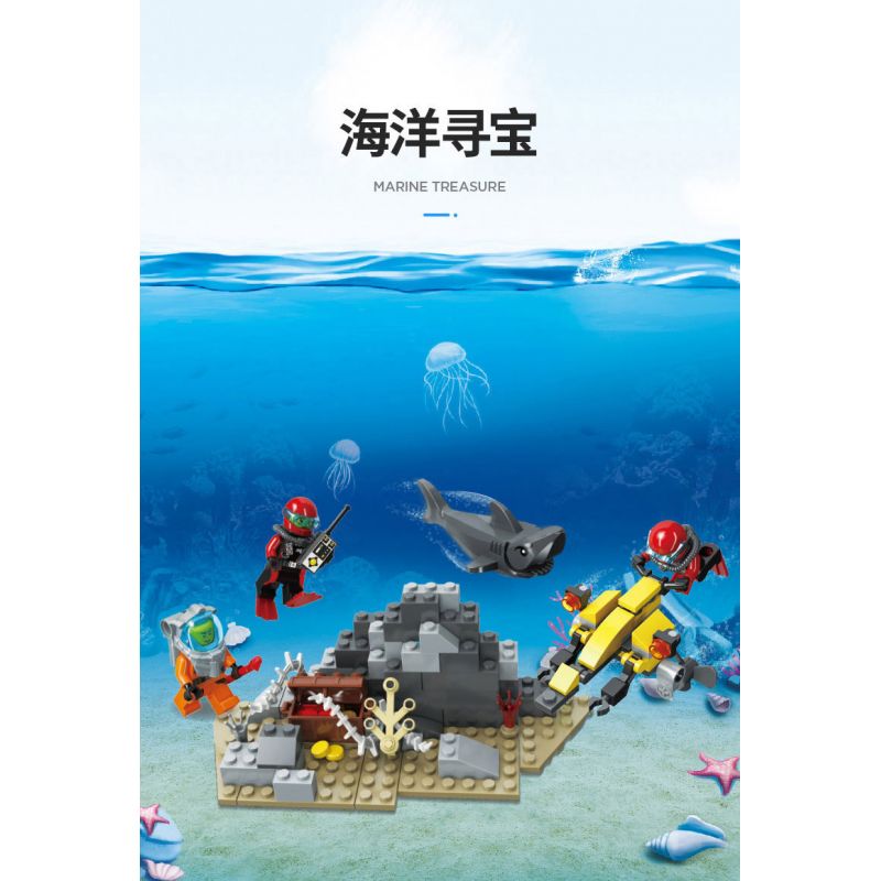 JIESTAR 20549 non Lego SĂN TÌM KHO BÁU ĐẠI DƯƠNG bộ đồ chơi xếp lắp ráp ghép mô hình City MARINE TREASURE Thành Phố 146 khối