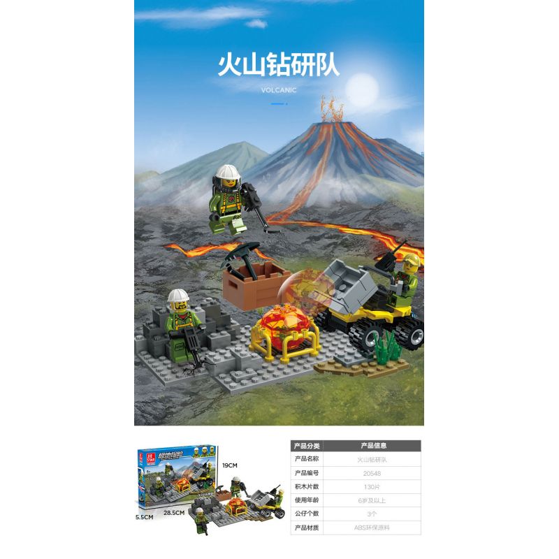 JIESTAR 20548 non  NHÓM NGHIÊN CỨU NÚI LỬA bộ đồ chơi xếp lắp ráp ghép mô hình City VOLCANIC Thành Phố 130 khối