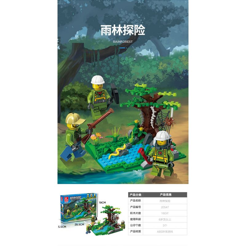 JIESTAR 20547 non  CUỘC PHIÊU LƯU TRONG RỪNG NHIỆT ĐỚI bộ đồ chơi xếp lắp ráp ghép mô hình City RAINFOREST Thành Phố 160 khối