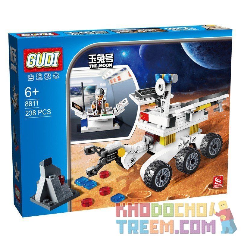 GUDI 8811 non  XE TỰ HÀNH TRÊN MẶT TRĂNG bộ đồ chơi xếp lắp ráp ghép mô hình City LUNAR PROBE STATION Thành Phố 238 khối