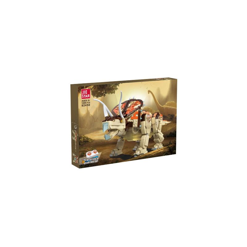 JIESTAR 92450 non  THẾ GIỚI KHỦNG LONG TRICERATOPS bộ đồ chơi xếp lắp ráp ghép mô hình 1215 khối