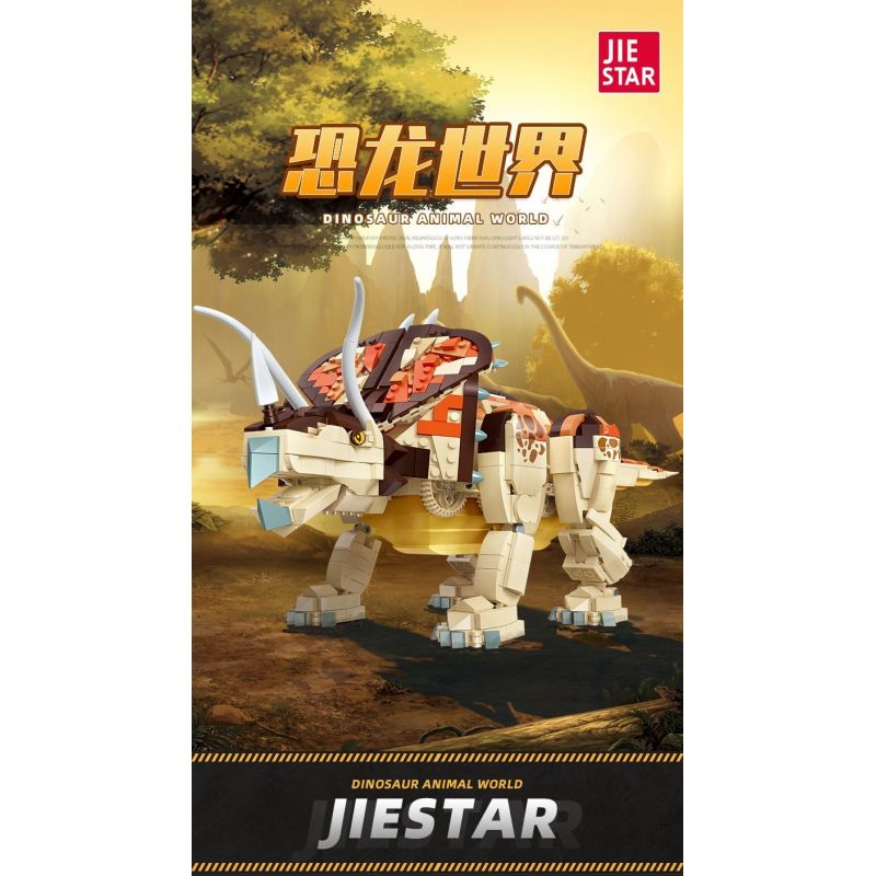 JIESTAR 92450 non  THẾ GIỚI KHỦNG LONG TRICERATOPS bộ đồ chơi xếp lắp ráp ghép mô hình 1215 khối