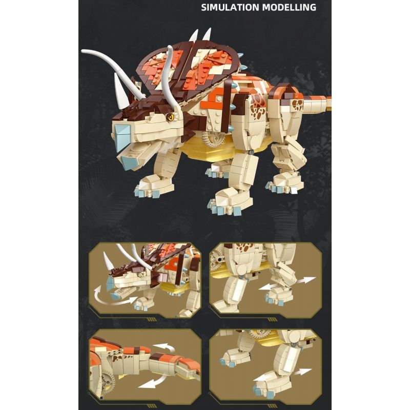JIESTAR 92450 non  THẾ GIỚI KHỦNG LONG TRICERATOPS bộ đồ chơi xếp lắp ráp ghép mô hình 1215 khối