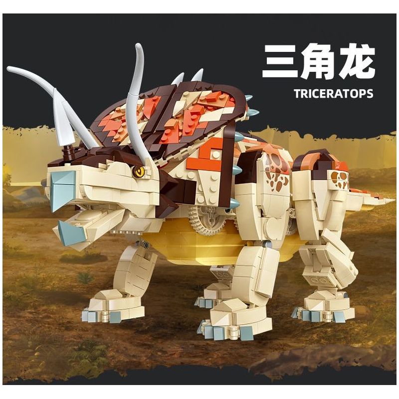 JIESTAR 92450 non  THẾ GIỚI KHỦNG LONG TRICERATOPS bộ đồ chơi xếp lắp ráp ghép mô hình 1215 khối