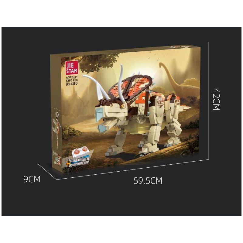 JIESTAR 92450 non  THẾ GIỚI KHỦNG LONG TRICERATOPS bộ đồ chơi xếp lắp ráp ghép mô hình 1215 khối
