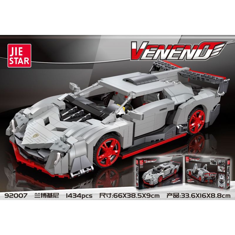 JIESTAR 92007 non  XE THỂ THAO LAMBORGHINI VENENO tỷ lệ 1:14 bộ đồ chơi xếp lắp ráp ghép mô hình Creator VENENE Sáng Tạo 1434 khối