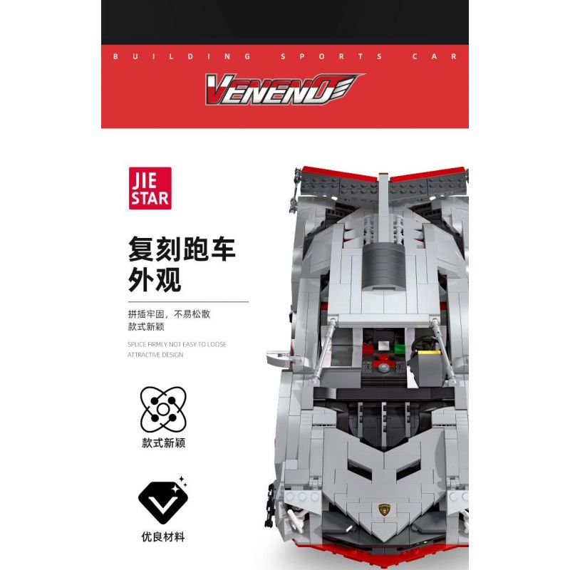 JIESTAR 92007 non  XE THỂ THAO LAMBORGHINI VENENO tỷ lệ 1:14 bộ đồ chơi xếp lắp ráp ghép mô hình Creator VENENE Sáng Tạo 1434 khối
