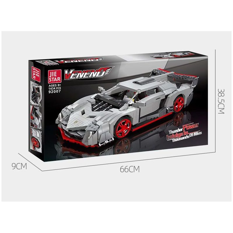 JIESTAR 92007 non  XE THỂ THAO LAMBORGHINI VENENO tỷ lệ 1:14 bộ đồ chơi xếp lắp ráp ghép mô hình Creator VENENE Sáng Tạo 1434 khối