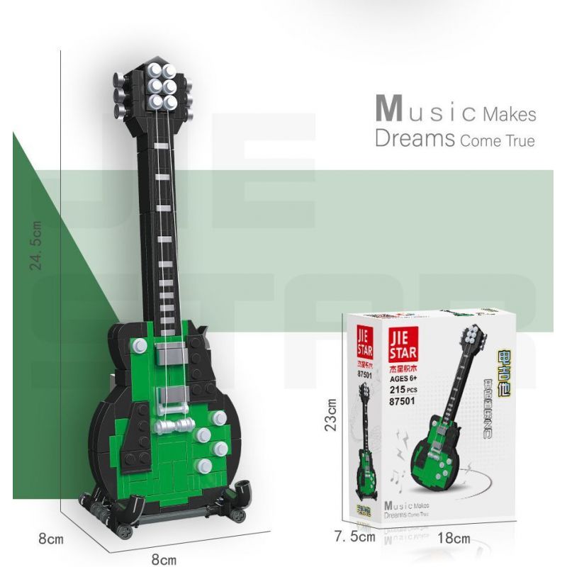 JIESTAR 87501 non  ĐÀN GUITAR ĐIỆN bộ đồ chơi xếp lắp ráp ghép mô hình Creator Sáng Tạo 215 khối