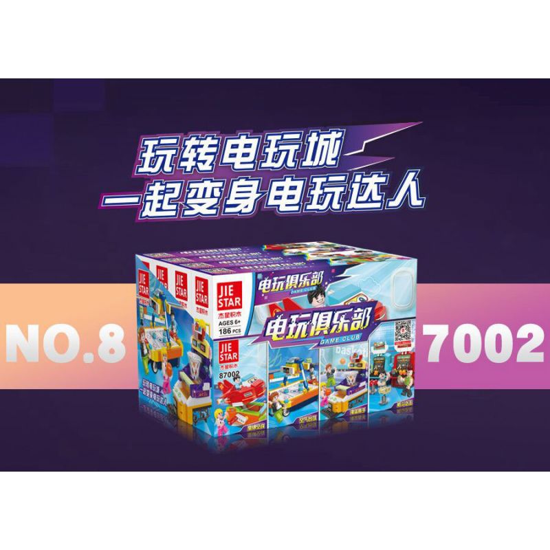 JIESTAR 87002 non  CÂU LẠC BỘ TRÒ CHƠI ĐIỆN TỬ 4 LOẠI bộ đồ chơi xếp lắp ráp ghép mô hình City Thành Phố 764 khối