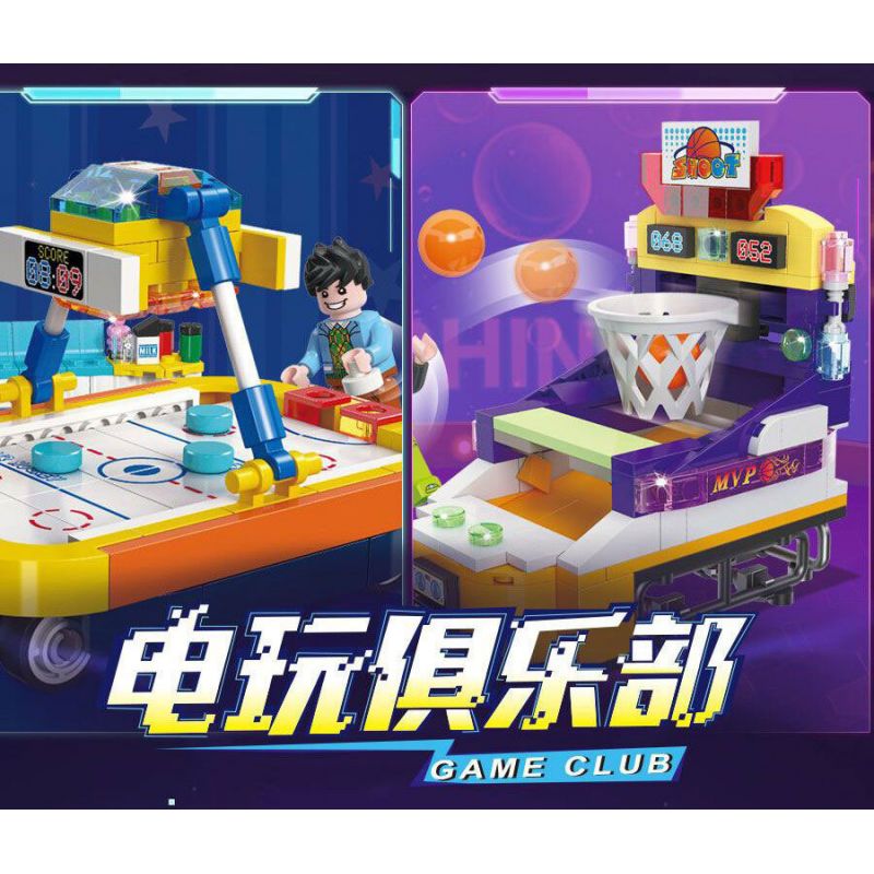 JIESTAR 87002 non  CÂU LẠC BỘ TRÒ CHƠI ĐIỆN TỬ 4 LOẠI bộ đồ chơi xếp lắp ráp ghép mô hình City Thành Phố 764 khối