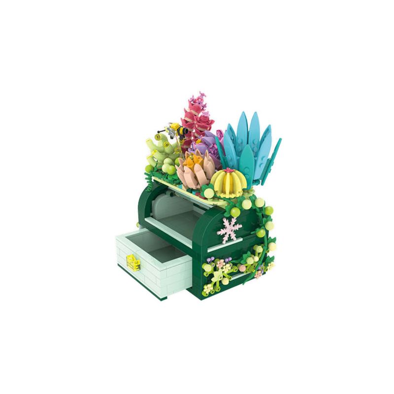 ZHEGAO 663004 non Lego RƯƠNG KHO BÁU MỌNG NƯỚC bộ đồ chơi xếp lắp ráp ghép mô hình Creator SUCCULENT BOX Sáng Tạo 867 khối